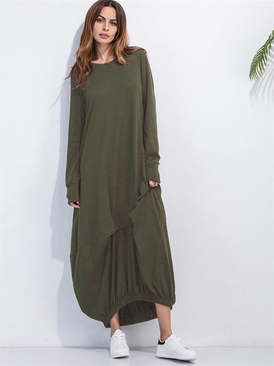 Ridiculously Comfy Long Sleeve Maxi Sweatshirt Dress - MXSTUDIO.COM