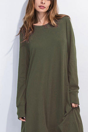 Ridiculously Comfy Long Sleeve Maxi Sweatshirt Dress - MXSTUDIO.COM