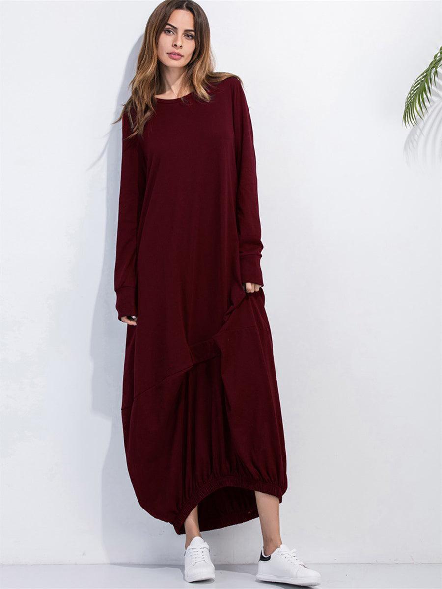 Ridiculously Comfy Long Sleeve Maxi Sweatshirt Dress - MXSTUDIO.COM