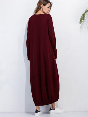 Ridiculously Comfy Long Sleeve Maxi Sweatshirt Dress - MXSTUDIO.COM