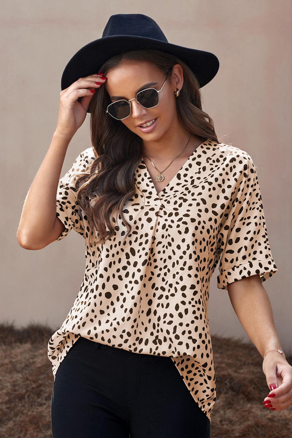 Rise And Slay Printed V Neck Half Sleeve Blouse - MXSTUDIO.COM