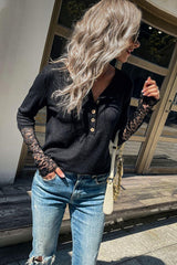 Risk Taker Black Lace Knit Long Sleeve Top - MXSTUDIO.COM