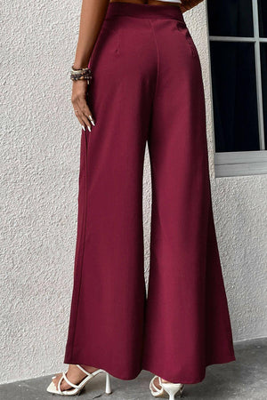 Ritzy High Waist Tie Front Wide Leg Pants - MXSTUDIO.COM