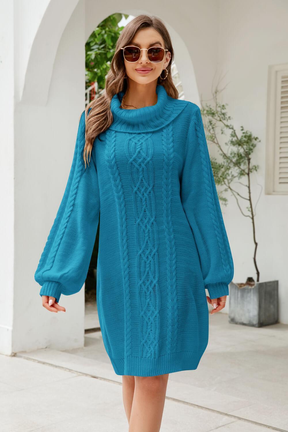 Ritzy Lantern Sleeve Sweater Dress - MXSTUDIO.COM