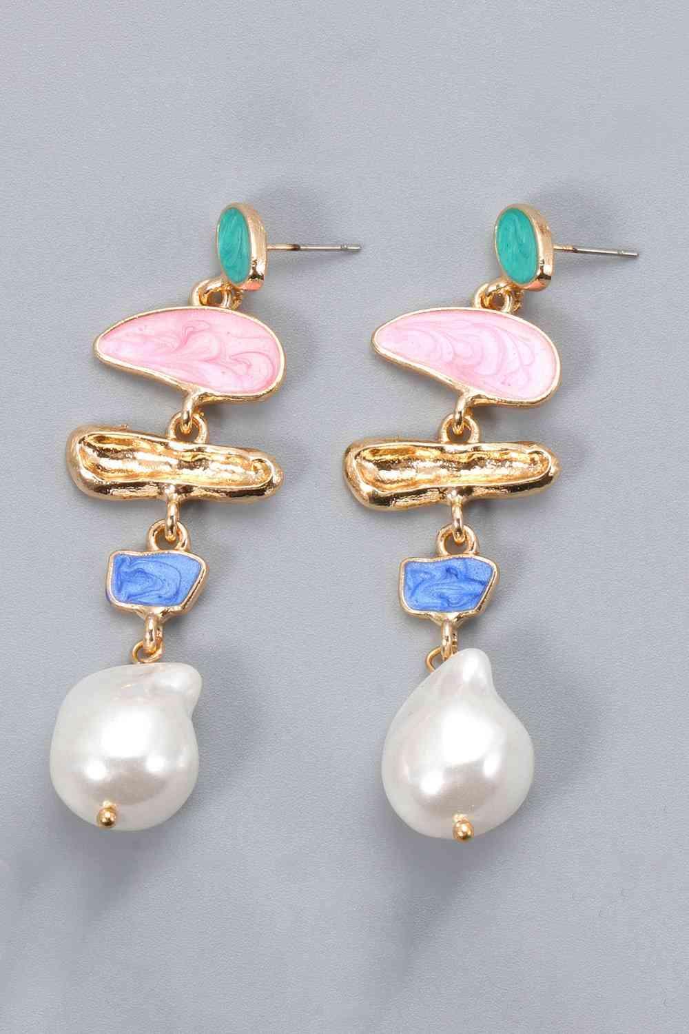 Rock In Style Synthetic Pearl Fashion Dangle Earrings-MXSTUDIO.COM