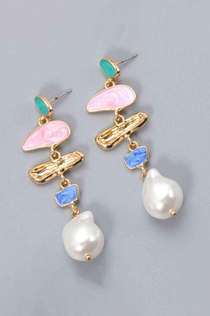 Rock In Style Synthetic Pearl Fashion Dangle Earrings-MXSTUDIO.COM