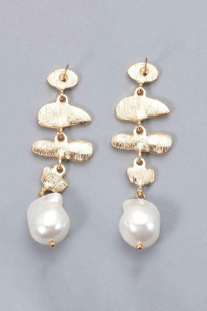 Rock In Style Synthetic Pearl Fashion Dangle Earrings-MXSTUDIO.COM