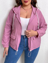 Rocking Fashion Hooded Plus Size Women Mauve Jacket - MXSTUDIO.COM