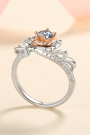 Rose Flower 0.5 Carat Moissanite Ring - 925 Sterling Silver - MXSTUDIO.COM