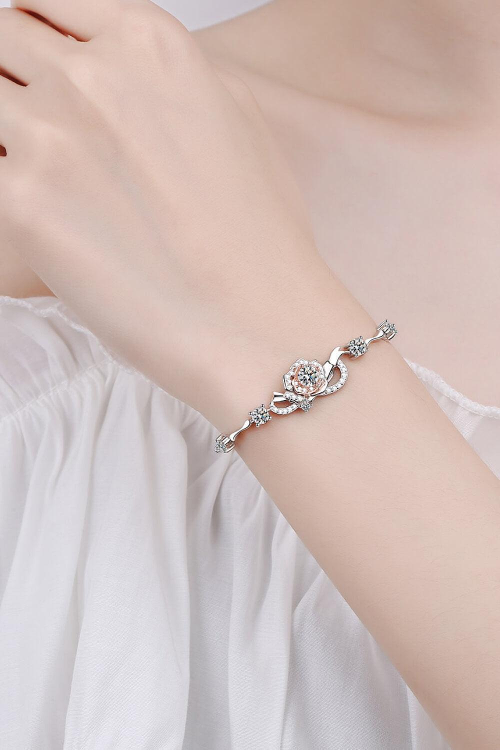 Rose Flower 1.4 Carat Moissanite Adjustable Bracelet - MXSTUDIO.COM