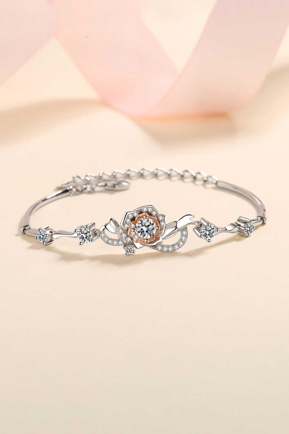 Rose Flower 1.4 Carat Moissanite Adjustable Bracelet - MXSTUDIO.COM