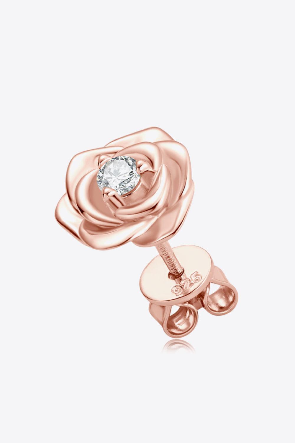 Rose Gold/Platinum-Plated Flower Moissanite Stud Earrings - MXSTUDIO.COM