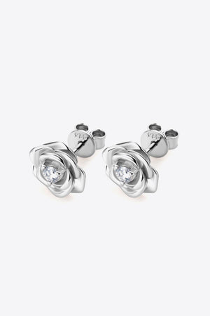 Rose Gold/Platinum-Plated Flower Moissanite Stud Earrings - MXSTUDIO.COM