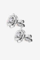 Rose Gold/Platinum-Plated Flower Moissanite Stud Earrings - MXSTUDIO.COM