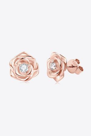 Rose Gold/Platinum-Plated Flower Moissanite Stud Earrings - MXSTUDIO.COM