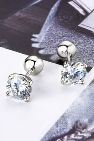 Round 4-Prong 2 Carat Moissanite Stud Earrings - MXSTUDIO.COM