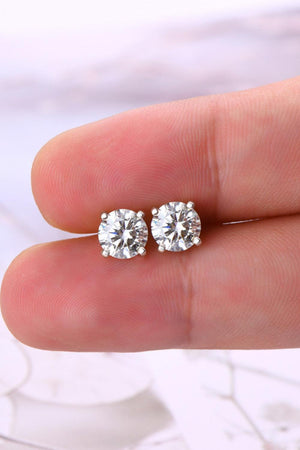 Round 4-Prong 2 Carat Moissanite Stud Earrings - MXSTUDIO.COM