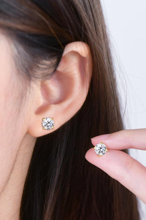 Round 4-Prong 2 Carat Moissanite Stud Earrings - MXSTUDIO.COM