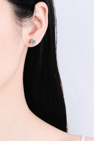 Round Cut 2 Carat Moissanite Stud Earrings - MXSTUDIO.COM