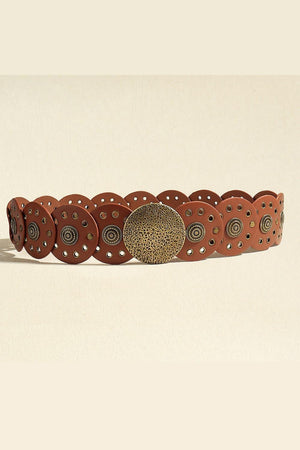 Round Shape Women's Leather Concho Belt - MXSTUDIO.COM