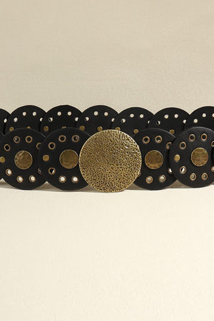 Round Shape Women's Leather Concho Belt - MXSTUDIO.COM