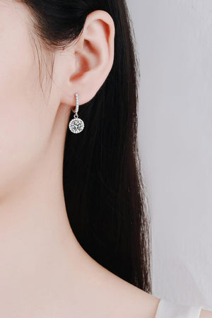 Round-Shaped Encrusted 2 Carat Moissanite Drop Earrings - MXSTUDIO.COM