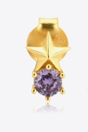 Round Zircon Accent Gold Plated Star Stud Earrings - MXSTUDIO.COM