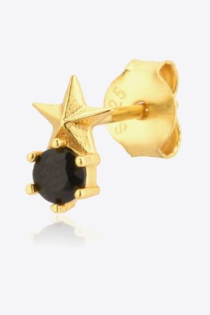 Round Zircon Accent Gold Plated Star Stud Earrings - MXSTUDIO.COM