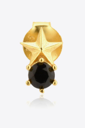 Round Zircon Accent Gold Plated Star Stud Earrings - MXSTUDIO.COM