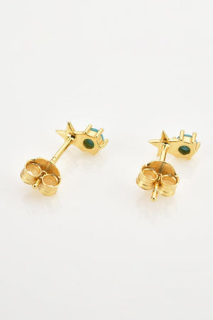 Round Zircon Accent Gold Plated Star Stud Earrings - MXSTUDIO.COM