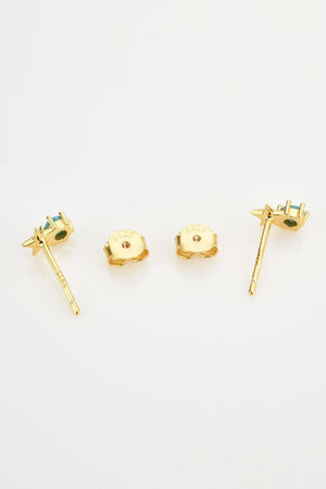 Round Zircon Accent Gold Plated Star Stud Earrings - MXSTUDIO.COM