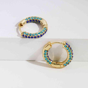 Royal Blue Huggie Rhinestone Earrings-MXSTUDIO.COM