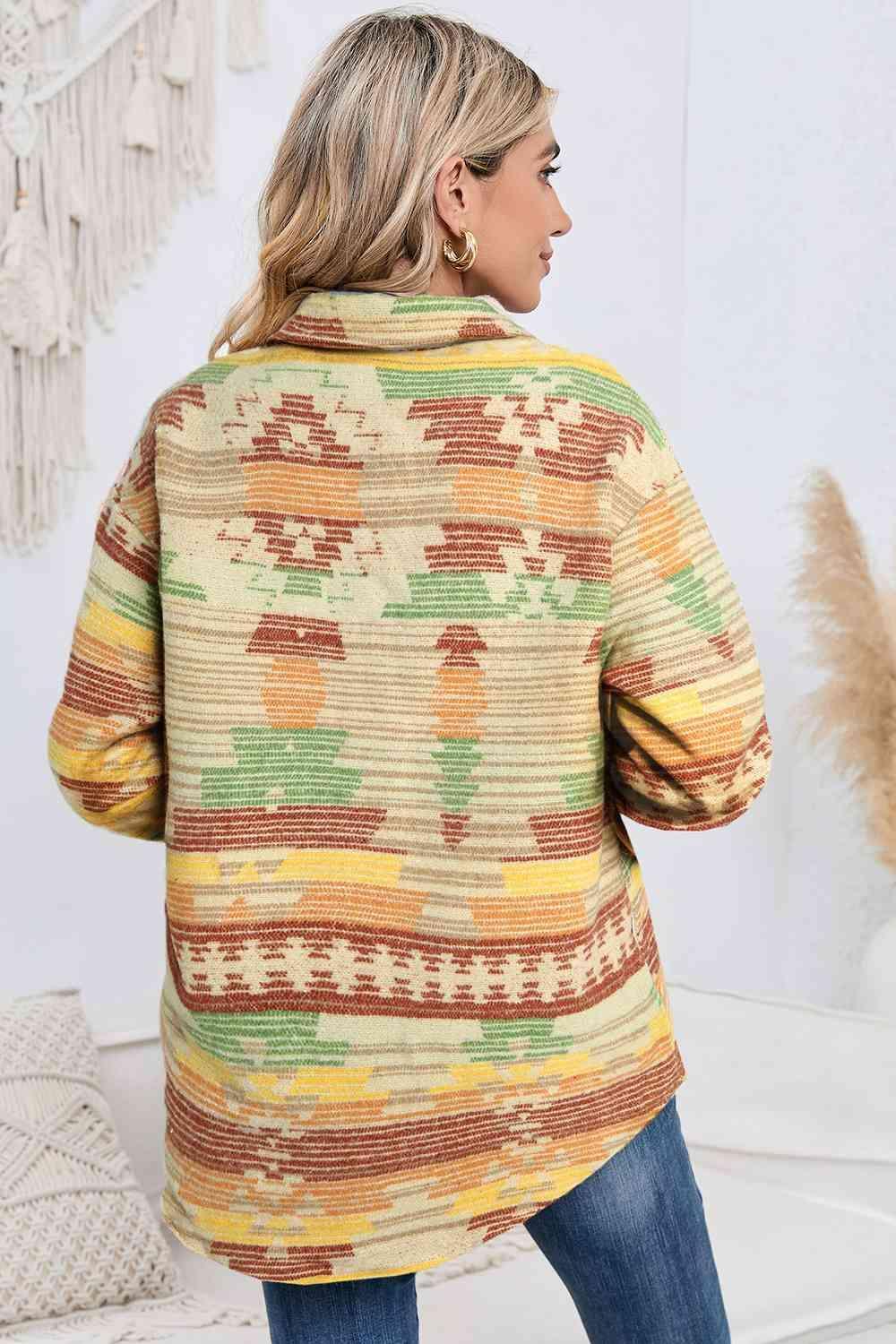 Rustic Appeal Collared Geometric Jacket - MXSTUDIO.COM