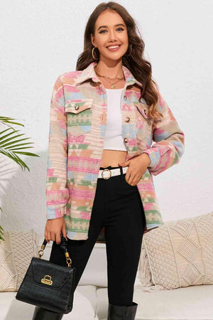 Rustic Appeal Collared Geometric Jacket - MXSTUDIO.COM