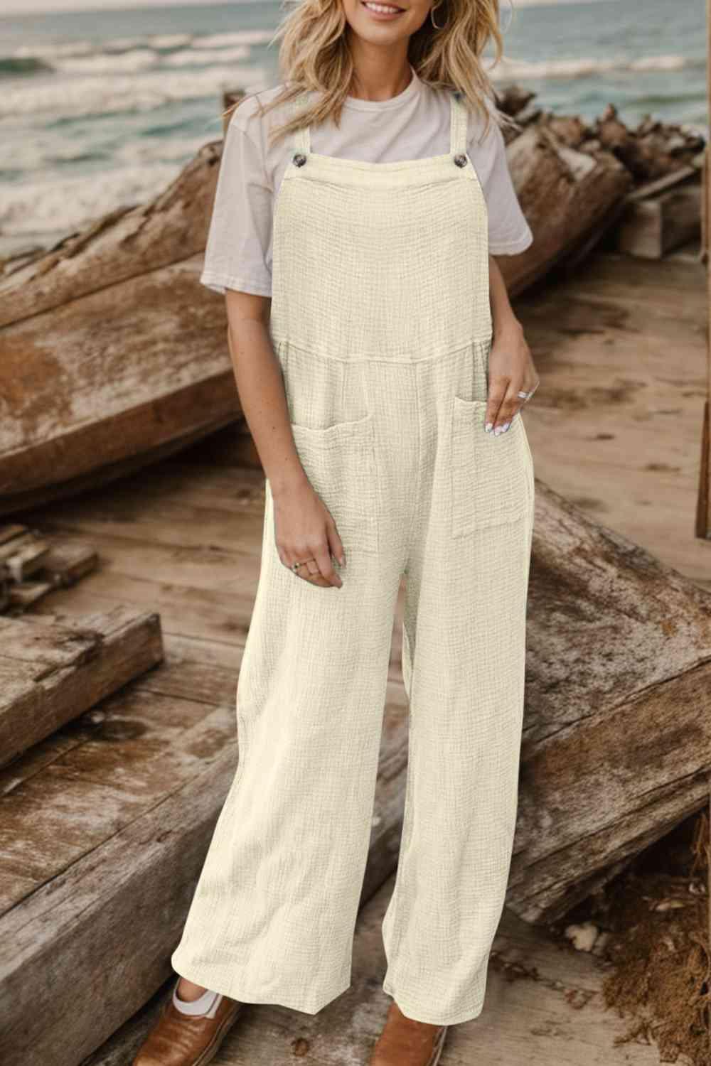 Rustic Appeal Front Pocket Wide Leg Overalls - MXSTUDIO.COM