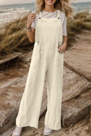 Rustic Appeal Front Pocket Wide Leg Overalls - MXSTUDIO.COM