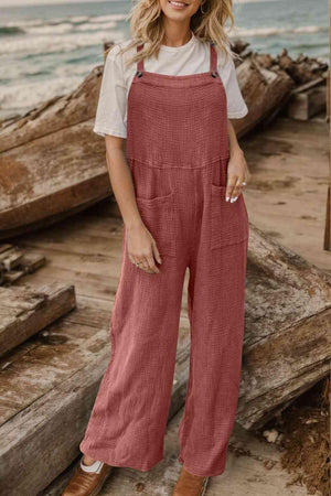 Rustic Appeal Front Pocket Wide Leg Overalls - MXSTUDIO.COM