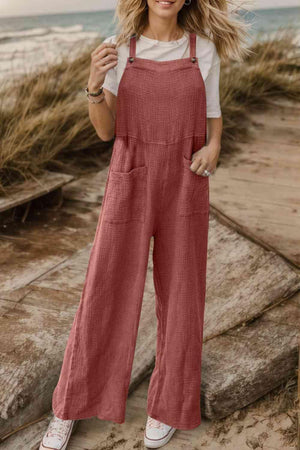 Rustic Appeal Front Pocket Wide Leg Overalls - MXSTUDIO.COM