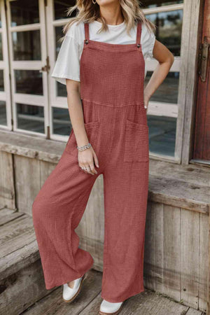 Rustic Appeal Front Pocket Wide Leg Overalls - MXSTUDIO.COM