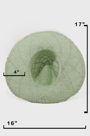 a large green hat with measurements for it