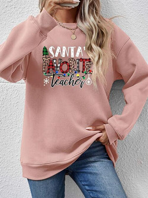 Santa's Favorite Teacher Graphic Christmas Sweatshirt-MXSTUDIO.COM