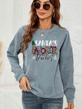 Santa's Favorite Teacher Graphic Christmas Sweatshirt-MXSTUDIO.COM