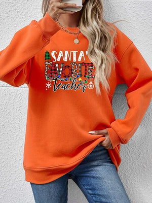 Santa's Favorite Teacher Graphic Christmas Sweatshirt-MXSTUDIO.COM