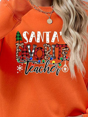 Santa's Favorite Teacher Graphic Christmas Sweatshirt-MXSTUDIO.COM