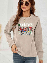 Santa's Favorite Teacher Graphic Christmas Sweatshirt-MXSTUDIO.COM