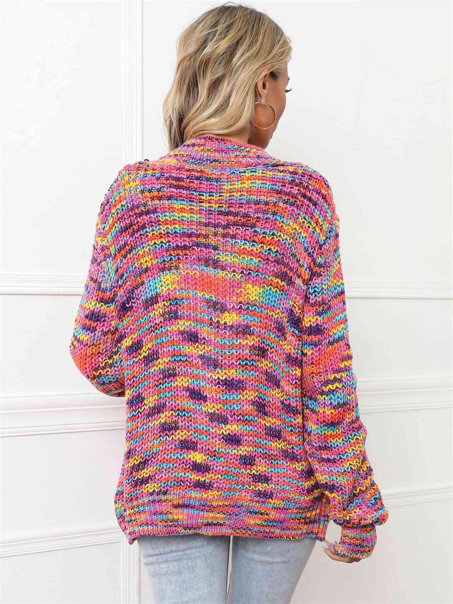 Sassy Layer Buttoned V-Neck Multicolor Cardigan - MXSTUDIO.COM