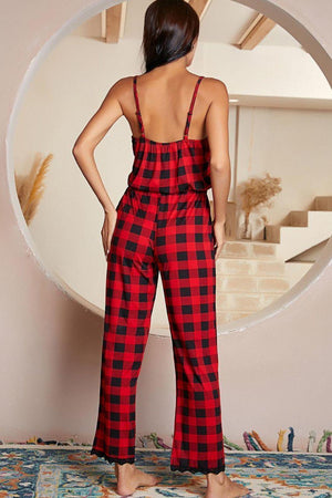 Sassy Spaghetti Strap Plaid Jumpsuit - MXSTUDIO.COM