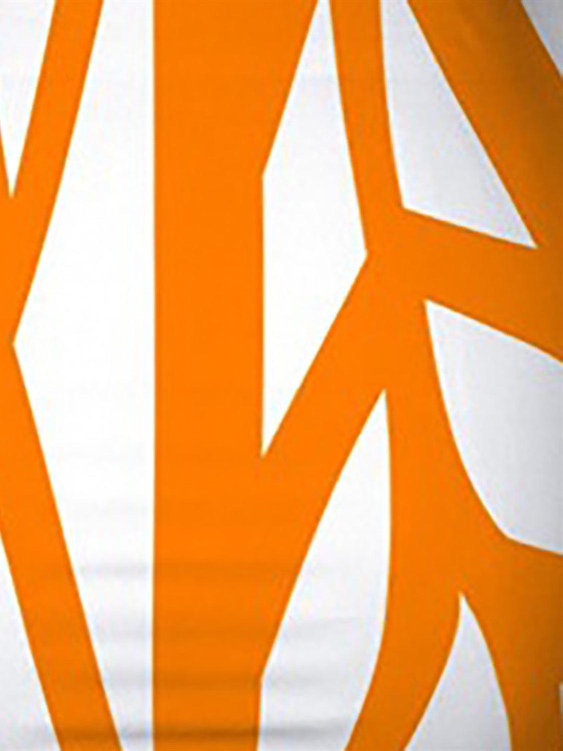 a close up of a white and orange wallpaper