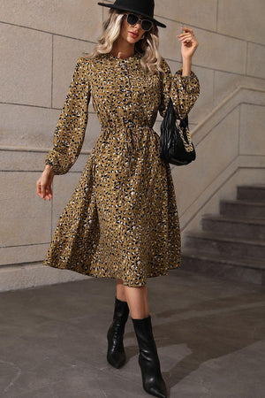 Sassy Traveler Long Sleeve A Line Midi Dress - MXSTUDIO.COM