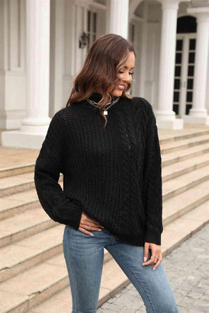 Sassy Warmth Turtleneck Cable Knit Sweater - MXSTUDIO.COM